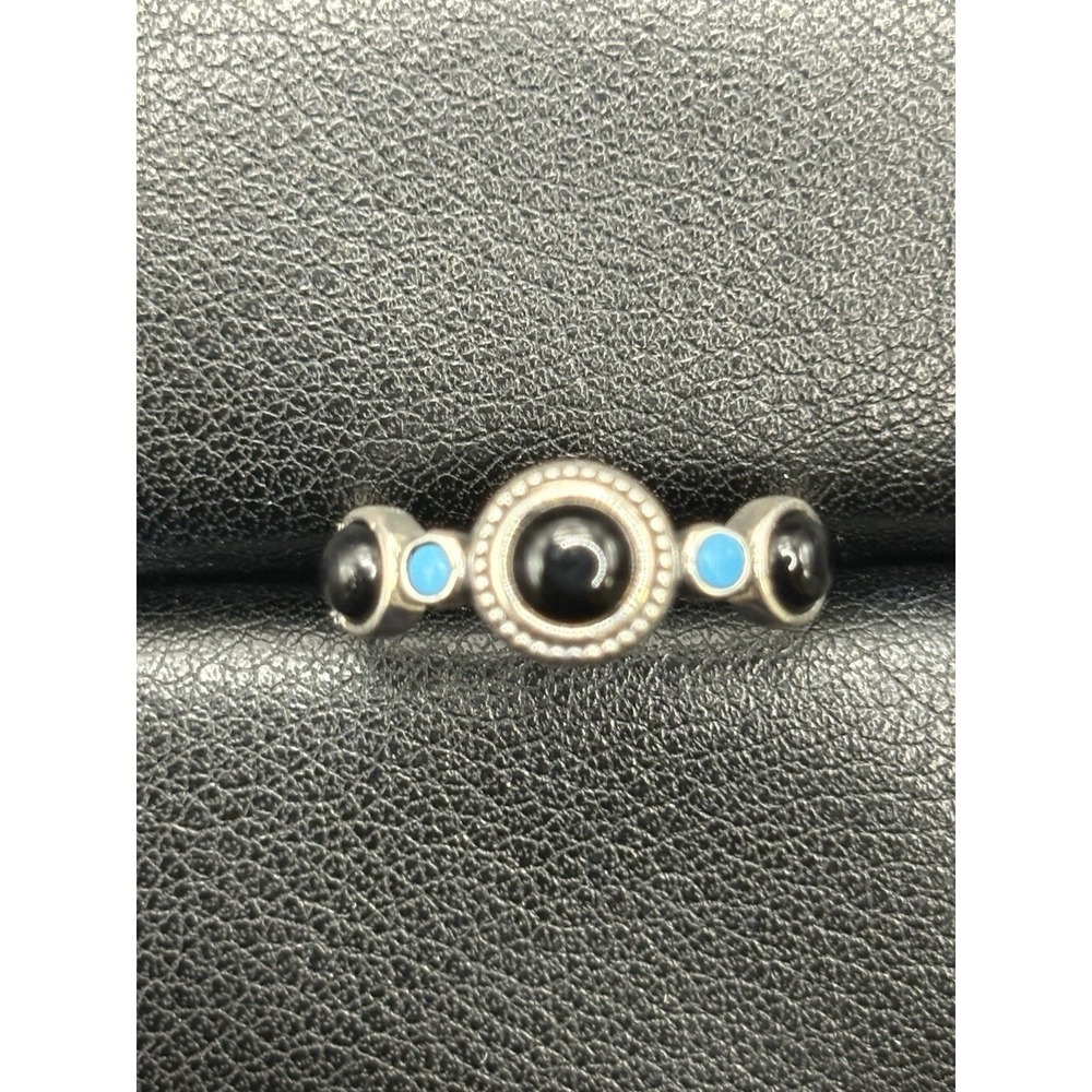 New Condition Onyx Turquoise Ring 925 Size 6 G27